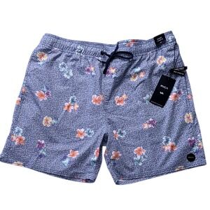 RVCA Mens Size XL Gray Floral Unlined Board Shorts NWT